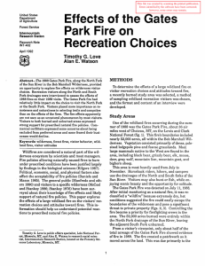on Effects of the Gates Park Fire Recreation Choices