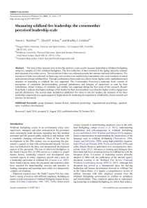 Measuring wildland fire leadership: the crewmember perceived leadership scale Alexis L. Waldron ,