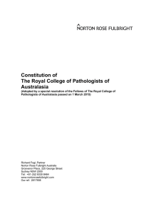 Constitution of The Royal College of Pathologists of Australasia