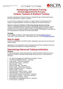 Haematology Advanced Training Central Appointments Process Victoria, Tasmania &amp; Northern Territory