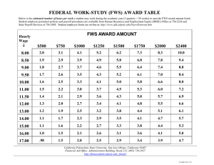 FEDERAL WORK-STUDY (FWS) AWARD TABLE