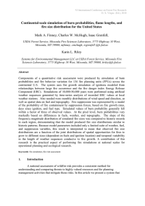 Continental-scale simulation of burn probabilities, flame lengths, and