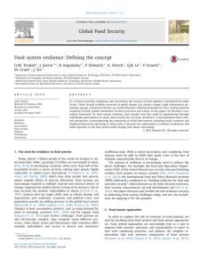 ﬁning the concept Food system resilience: De D.M. Tendall , J. Joerin