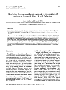 Floodplain development based on selective preservation of