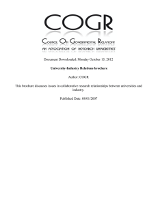 Document Downloaded: Monday October 15, 2012 Author: COGR University-Industry Relations brochure