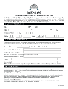 Governor’s Scholarship Program Qualified Withdrawal Form