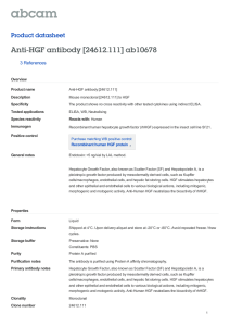 Anti-HGF antibody [24612.111] ab10678 Product datasheet 3 References Overview
