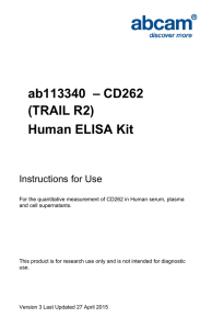 ab113340  – CD262 (TRAIL R2) Human ELISA Kit Instructions for Use