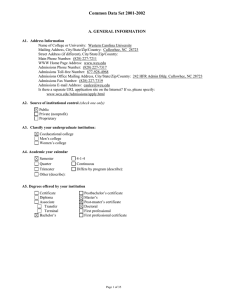 Common Data Set 2001-2002  A. GENERAL INFORMATION