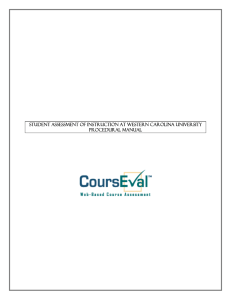 STUDENT Assessment of Instruction AT WESTERN CAROLINA UNIVERSITY Procedural manual