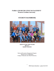 STUDENT HANDBOOK  PARKS AND RECREATION MANAGEMENT Western Carolina University