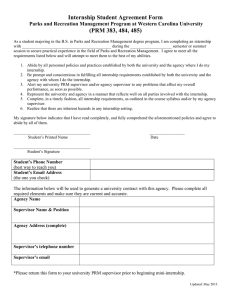 Internship Student Agreement Form (PRM 383, 484, 485)