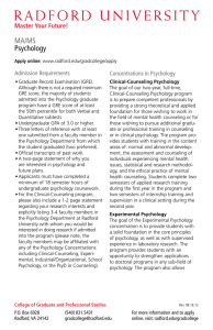 MA/MS Psychology Master Your Future! Concentrations in Psychology