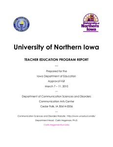 University of Northern Iowa TEACHER EDUCATION PROGRAM REPORT ---