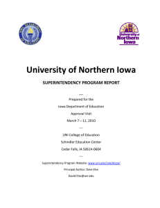 University of Northern Iowa SUPERINTENDENCY PROGRAM REPORT ---