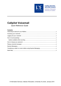 Callpilot Voicemail Quick Reference Guide  Contents