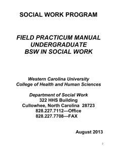SOCIAL WORK PROGRAM FIELD PRACTICUM MANUAL UNDERGRADUATE