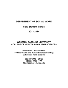 DEPARTMENT OF SOCIAL WORK MSW Student Manual 2013-2014