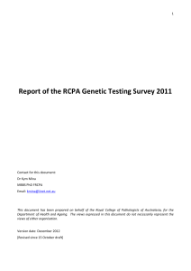 Report of the RCPA Genetic Testing Survey 2011