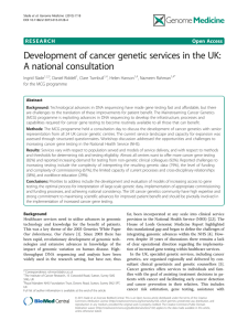 Development of cancer genetic services in the UK: A national consultation