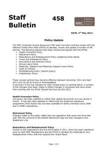 Staff Bulletin 458 Policy Update