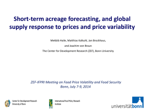 Short-term acreage forecasting, and global