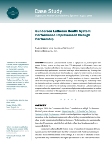 Case Study Gundersen Lutheran Health System: Performance Improvement Through Partnership