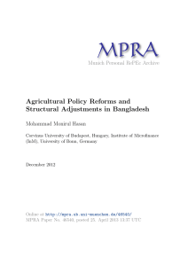 MPRA Agricultural Policy Reforms and Structural Adjustments in Bangladesh Munich Personal RePEc Archive