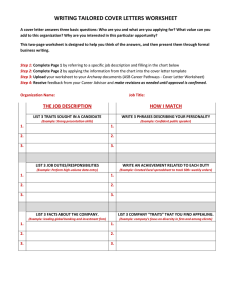 WRITING TAILORED COVER LETTERS WORKSHEET