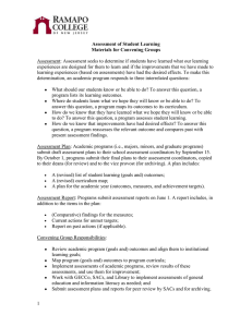 Assessment: Assessment seeks to determine if students have learned what... experiences are designed for them to learn and if the... Assessment of Student Learning