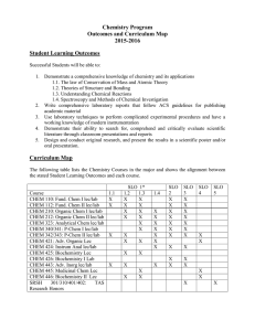 Chemistry Program Outcomes and Curriculum Map 2015-2016 Student Learning Outcomes