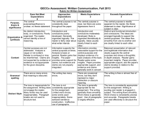 GECCo Assessment: Written Communication, Fall 2013