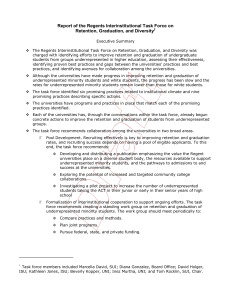 Report of the Regents Interinstitutional Task Force on  Retention, Graduation, and Diversity 