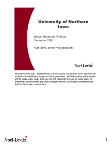 University of Northern Iowa Market Research Findings December 2008