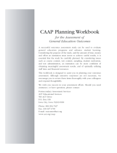 CAAP Planning Workbook for the Assessment of General Education Outcomes