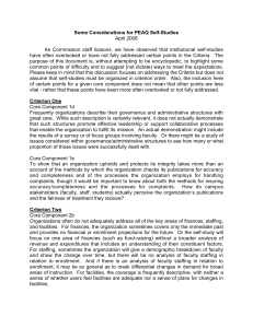 Some Considerations for PEAQ Self-Studies April 2008