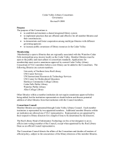Cedar Valley Library Consortium Governance Revised 9-2008