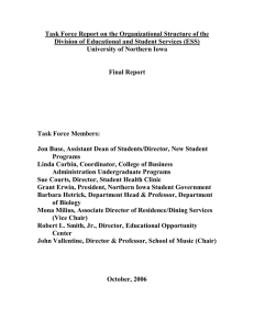 Task Force Report on the Organizational Structure of the  Division of Educational and Student Services (ESS) 