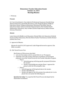 Elementary Teacher Education Senate October 15, 2015 Meeting Minutes