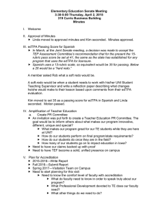 Elementary Education Senate Meeting 3:30-5:00 Thursday, April 2, 2015 Minutes