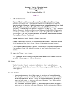 Secondary Teacher Education Senate Thursday Feb. 21, 2013 3:30 Curris Business Building 319