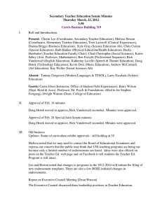 Secondary Teacher Education Senate Minutes Thursday March. 22, 2012 3:30