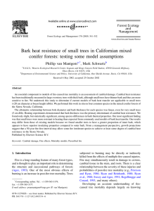 Bark heat resistance of small trees in Californian mixed