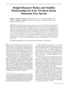 Height:Diameter Ratios and Stability Relationships for Four Northern Rocky Mountain Tree Species