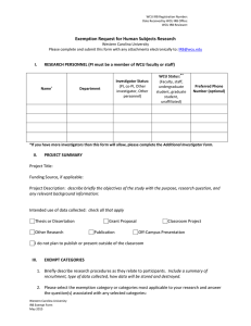 Exemption Request for Human Subjects Research I.