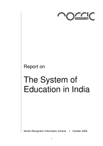 The System of Education in India Report on