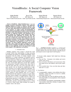 VisionBlocks: A Social Computer Vision Framework Abhijit Bendale Kevin Chiu