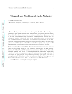 Thermal and Nonthermal Radio Galaxies ∗ Robert Antonucci 1