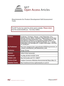 Requirements for Product Development Self-Assessment Tools Please share