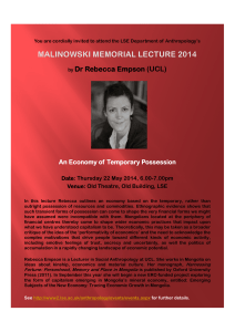 Dr Rebecca Empson (UCL) An Economy of  Temporary Possession